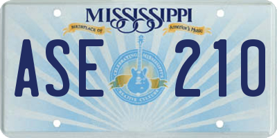 MS license plate ASE210