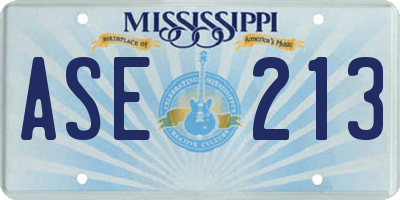 MS license plate ASE213