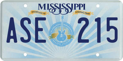 MS license plate ASE215