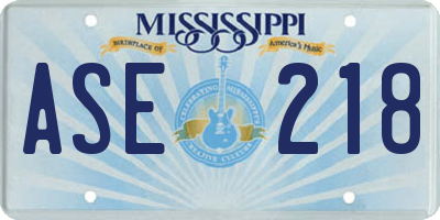 MS license plate ASE218