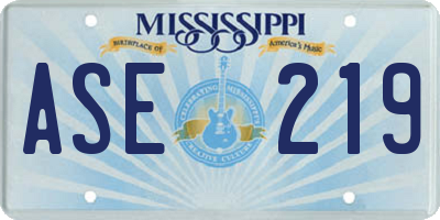 MS license plate ASE219