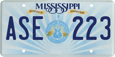 MS license plate ASE223