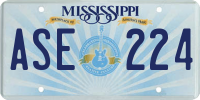 MS license plate ASE224