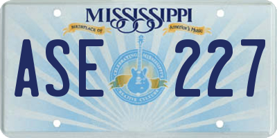MS license plate ASE227