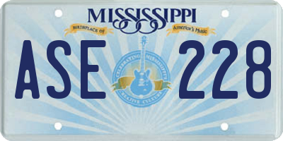 MS license plate ASE228