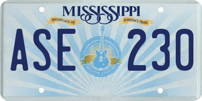 MS license plate ASE230