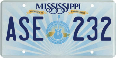 MS license plate ASE232