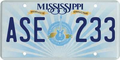 MS license plate ASE233