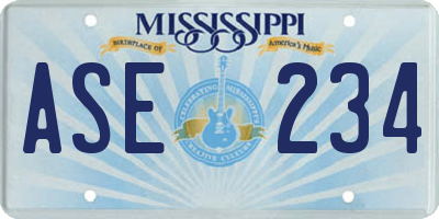 MS license plate ASE234