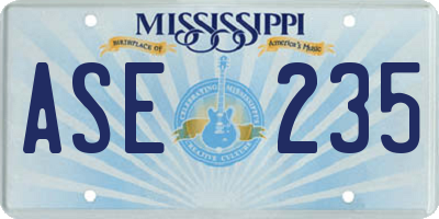 MS license plate ASE235