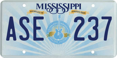 MS license plate ASE237