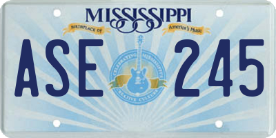MS license plate ASE245