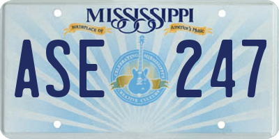 MS license plate ASE247