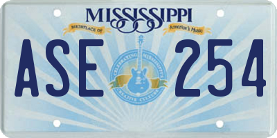 MS license plate ASE254