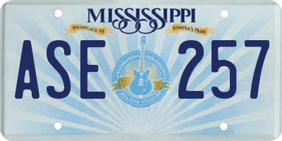 MS license plate ASE257