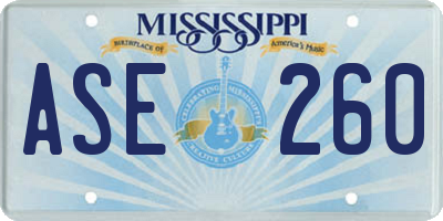 MS license plate ASE260