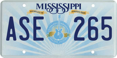 MS license plate ASE265