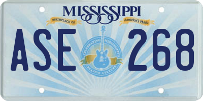 MS license plate ASE268