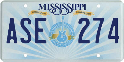 MS license plate ASE274