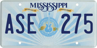 MS license plate ASE275