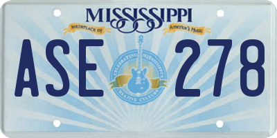 MS license plate ASE278