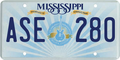 MS license plate ASE280