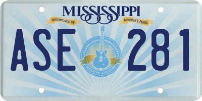 MS license plate ASE281