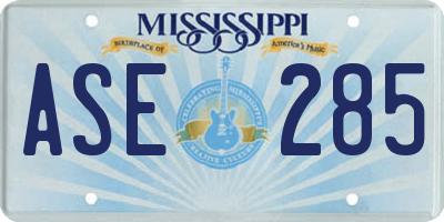 MS license plate ASE285