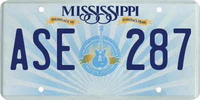 MS license plate ASE287