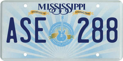 MS license plate ASE288