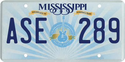 MS license plate ASE289