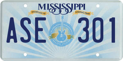 MS license plate ASE301