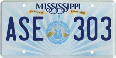 MS license plate ASE303
