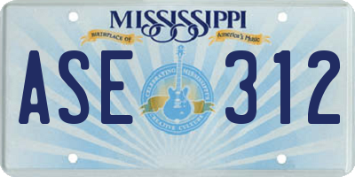 MS license plate ASE312