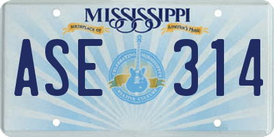 MS license plate ASE314
