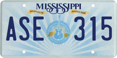 MS license plate ASE315