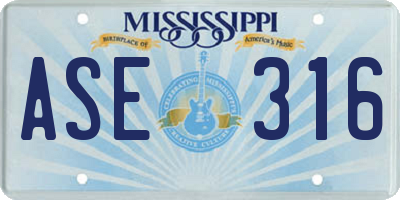 MS license plate ASE316