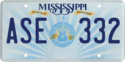 MS license plate ASE332