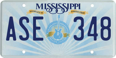 MS license plate ASE348