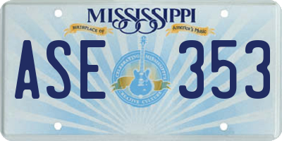MS license plate ASE353
