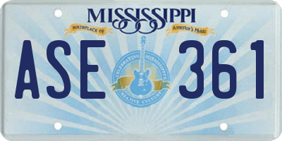 MS license plate ASE361