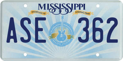 MS license plate ASE362