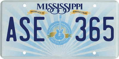 MS license plate ASE365