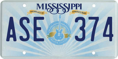 MS license plate ASE374