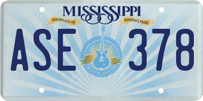 MS license plate ASE378