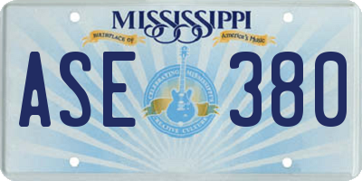 MS license plate ASE380