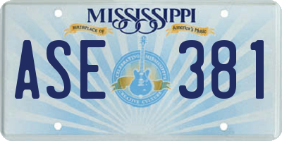 MS license plate ASE381
