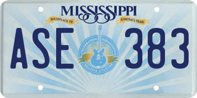 MS license plate ASE383