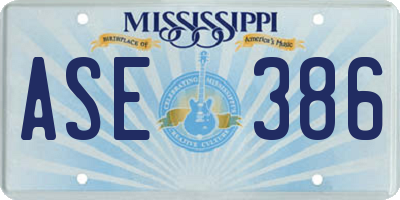 MS license plate ASE386