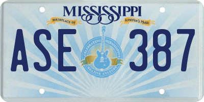 MS license plate ASE387